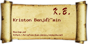 Kriston Benjámin névjegykártya